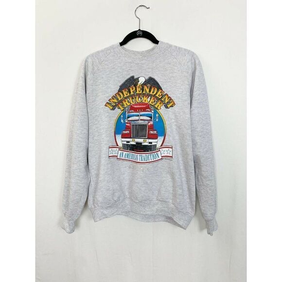 Jerzees Other - Vintage 80s Independent Trucker Grey Sweatshirt XL Myrtle Beach Diesel Truck
